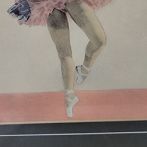 VINTAGE ORIGINAL COLORED LITHOGTAPHY LITHO PRINT FRAMED  BALLERINA - Picture 3 of 6